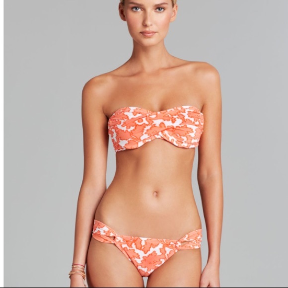 coral bandeau bikini top